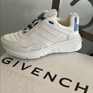 Givenchy White Sneakers with Blue Highlights
